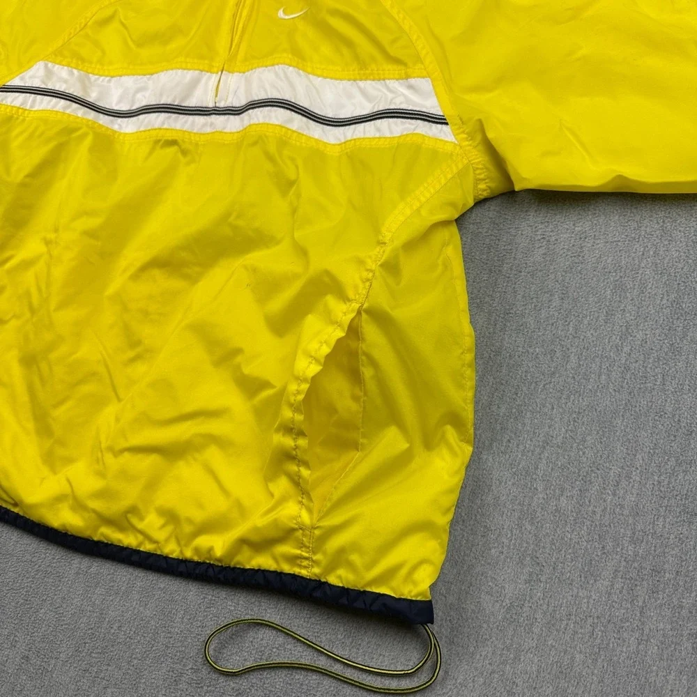 Vintage‎ Nike Jacket Womens Small Yellow Windbreaker 1/4 Zip Hooded Pullover 80s